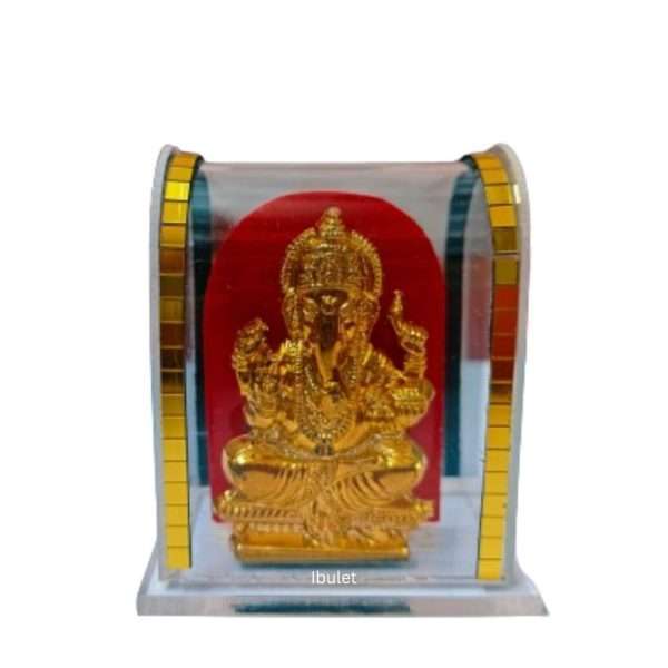 Ganesha Car Dashboard Idol Handicraft Statue (Gold, Standard)