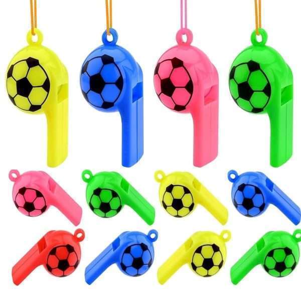 Football Design Whistle (Pack of 6 | 2.5 inches) - Multicolour